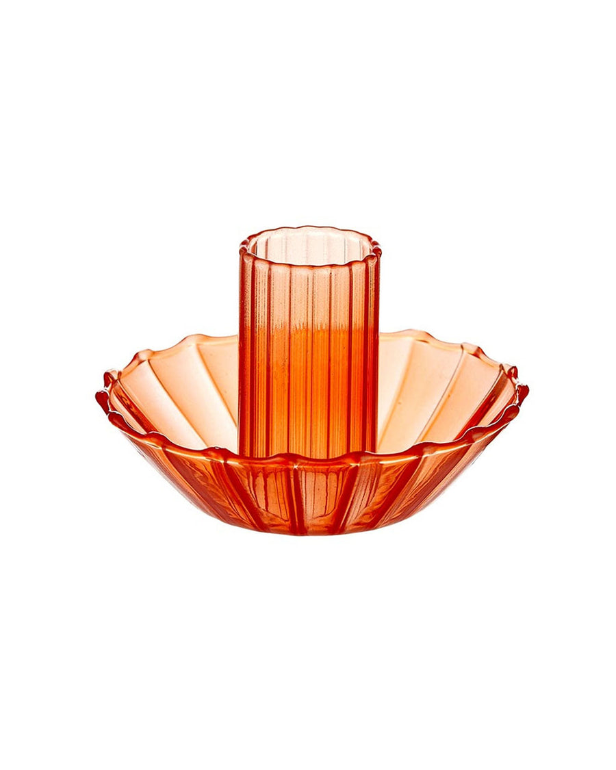 top view of red candle holder