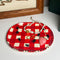 handmade tray with red and white gingham with 3d ant and strawberry print with jewelry on it
