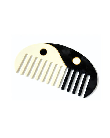 cream and black ying yang hair comb
