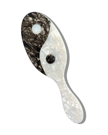 white and black yin yang hair brush