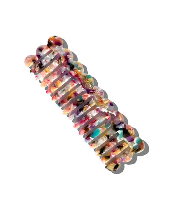 colorful tortoise scalloped hair comb