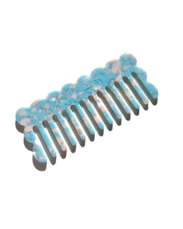 blue and tan tortoise wavy hair comb