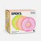packaged set of three stress loops in orange, pink and yellow