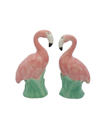 set of two flamingo shaped salt and pepper shakers