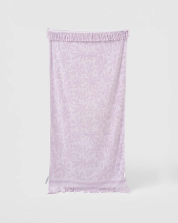 lilac floral textured beach towel