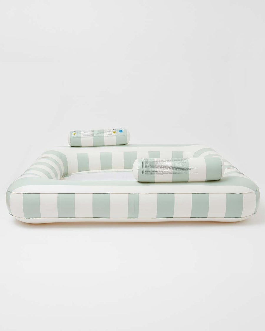 oversized mint and white stripe float for two people