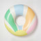 cream pool ring with pastel green, blue, orange and pink sun beams