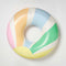 back view of cream pool ring with pastel green, blue, orange and pink sun beams