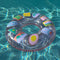 pink translucent pool ring with malibu, miami, rio, capri, camera 'patches' in pool