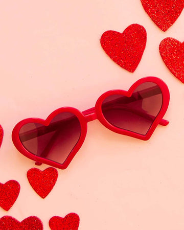 red heart shaped sunglasses