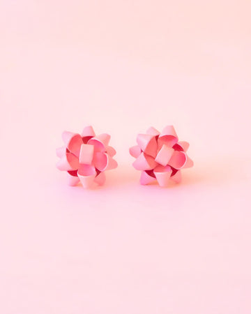light pink bow stud earrings