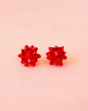 red bow stud earrings