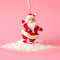 red fuzzy retro dancing santa ornament