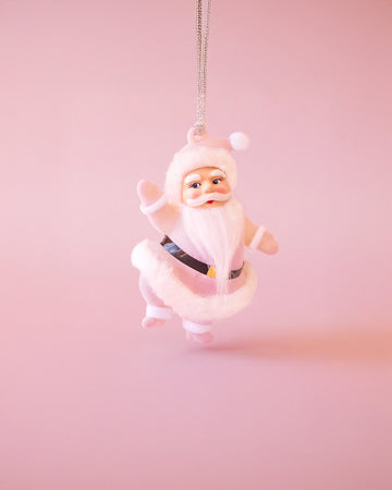 light pink retro santa ornament