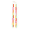 set of 2 pastel and white checkered taper candles