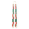set of 2 red, green and white checkered taper candlesticks