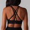 back criss cross detail on black sports bra