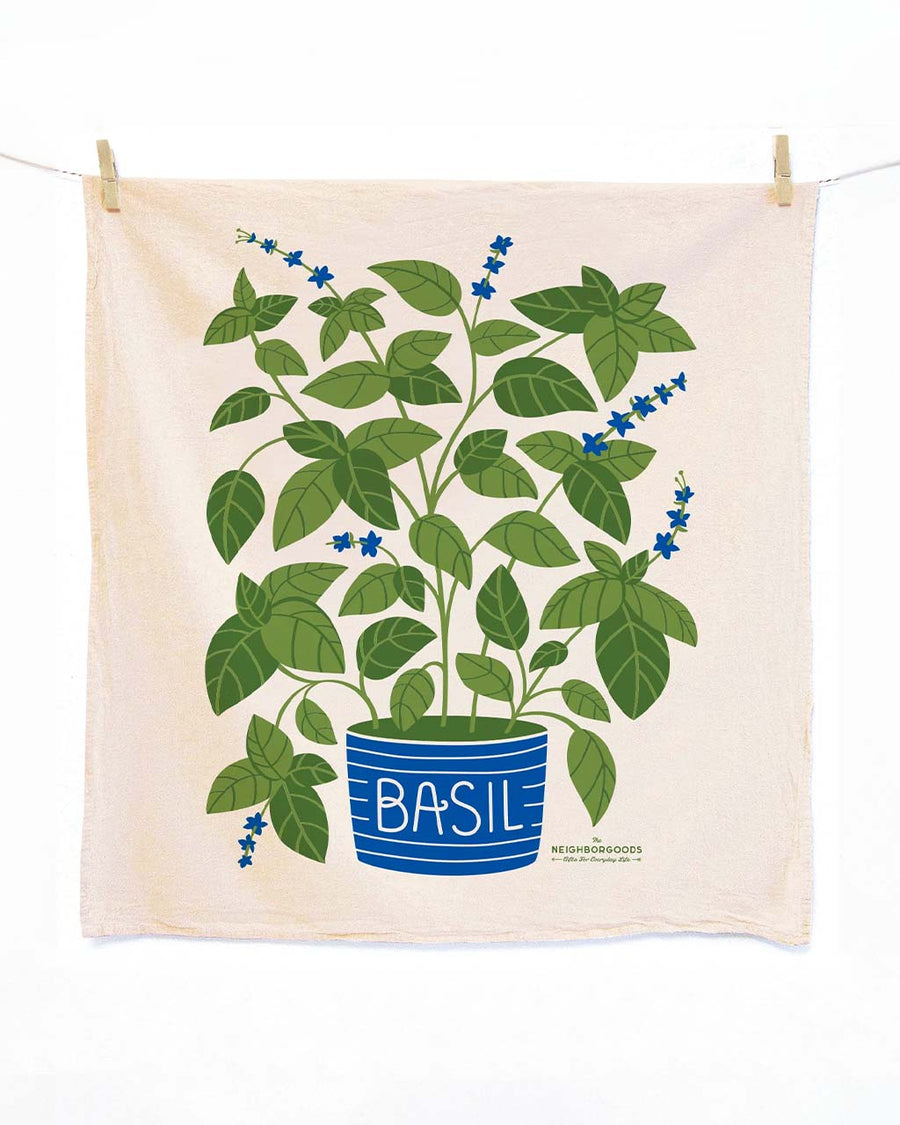 basil print tea towel
