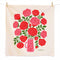 tea towel with all over rose print and a vase that says roses