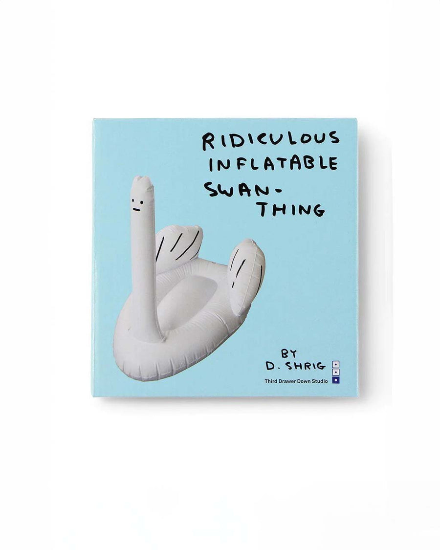 packaged white inflatable ridiculous 'swan thing' pool float