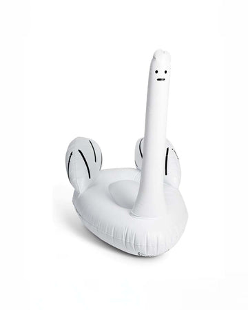 white inflatable ridiculous 'swan thing' pool float