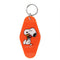 orange key tag with snoopy holding a flower bouquet graphic