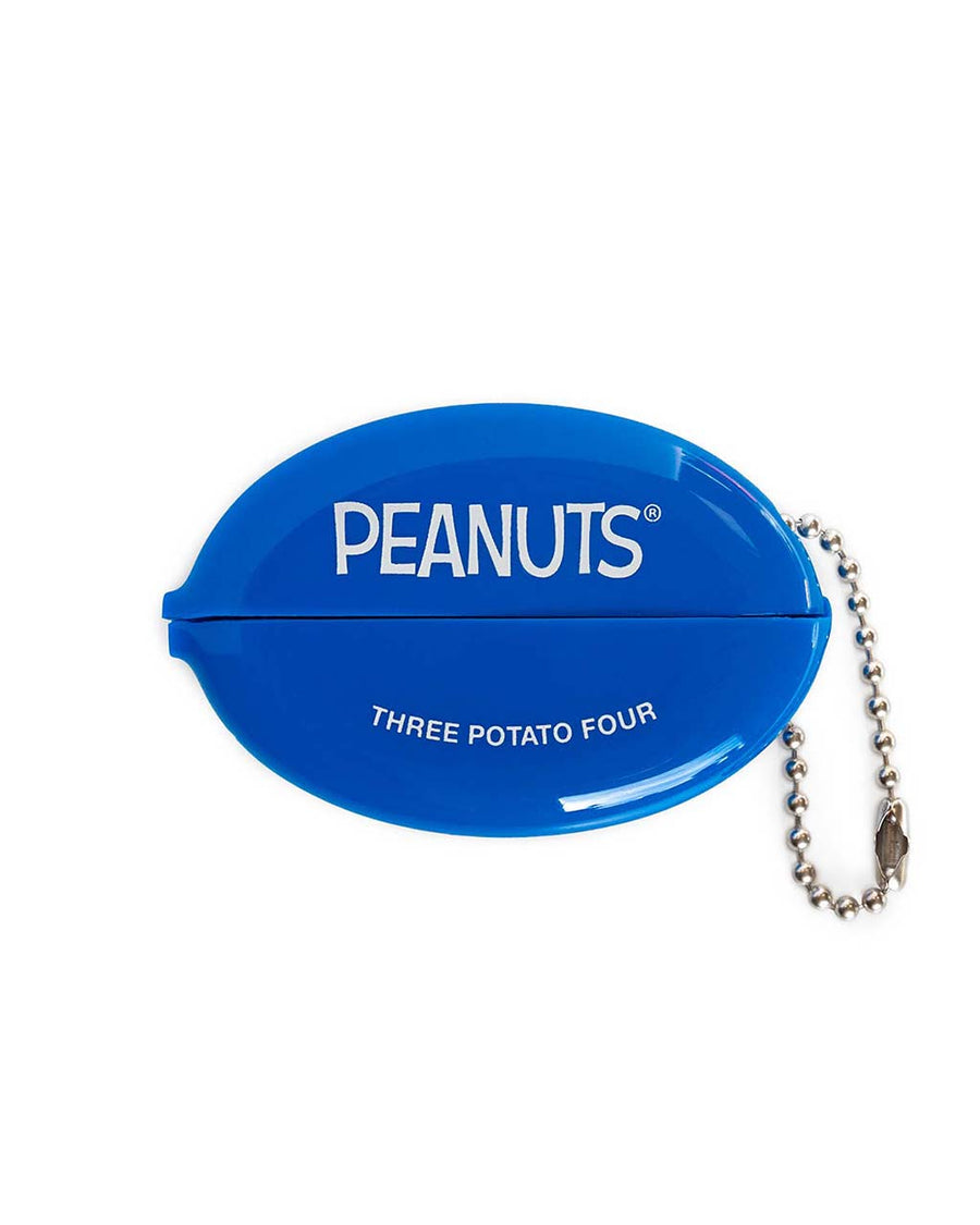 back view of coin pouch with 'peanuts' across it