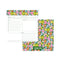 dark green desk pad with colorful floral print