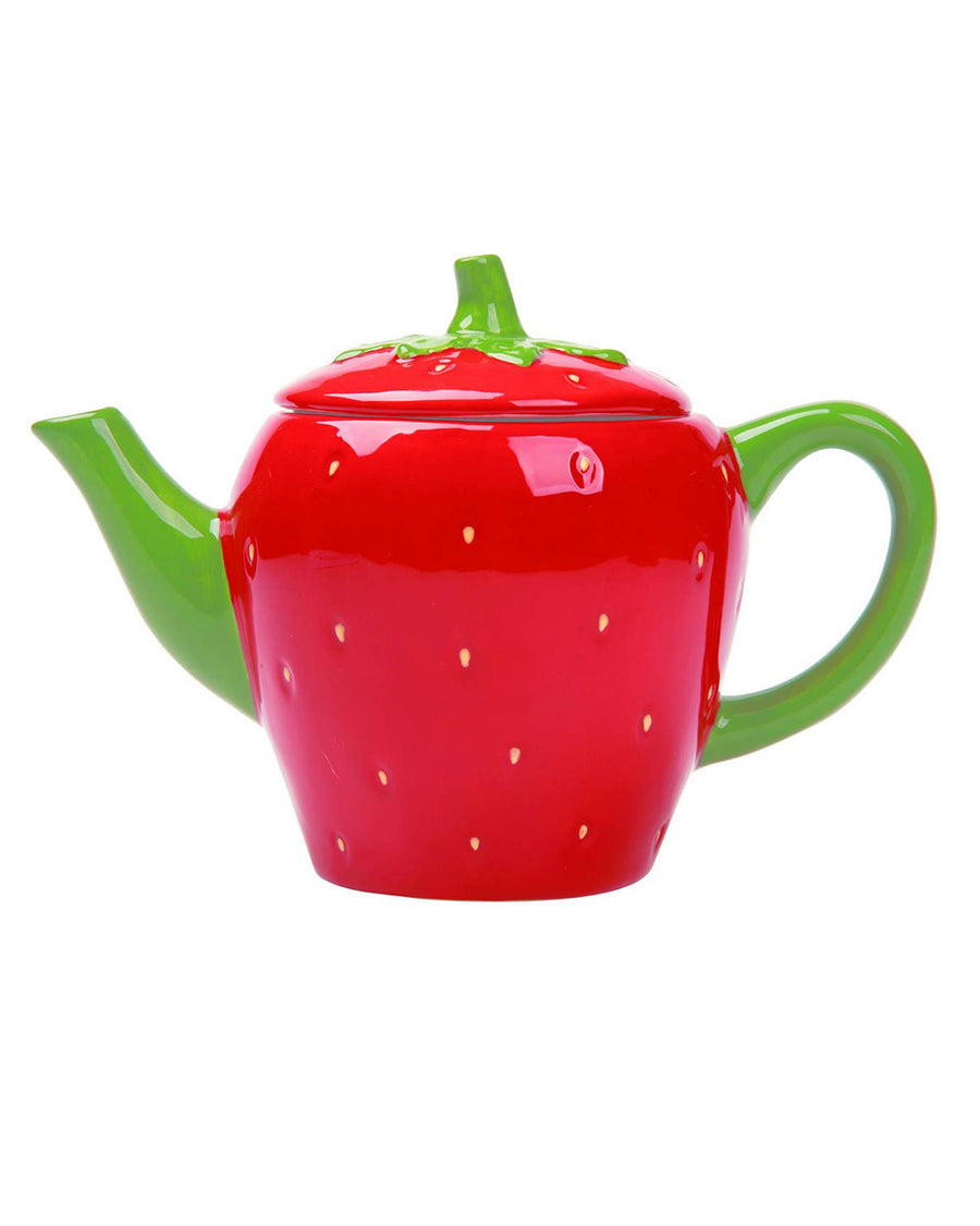 red strawberry tea pot