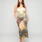 model wearing tank maxi dress with mermaid scene print