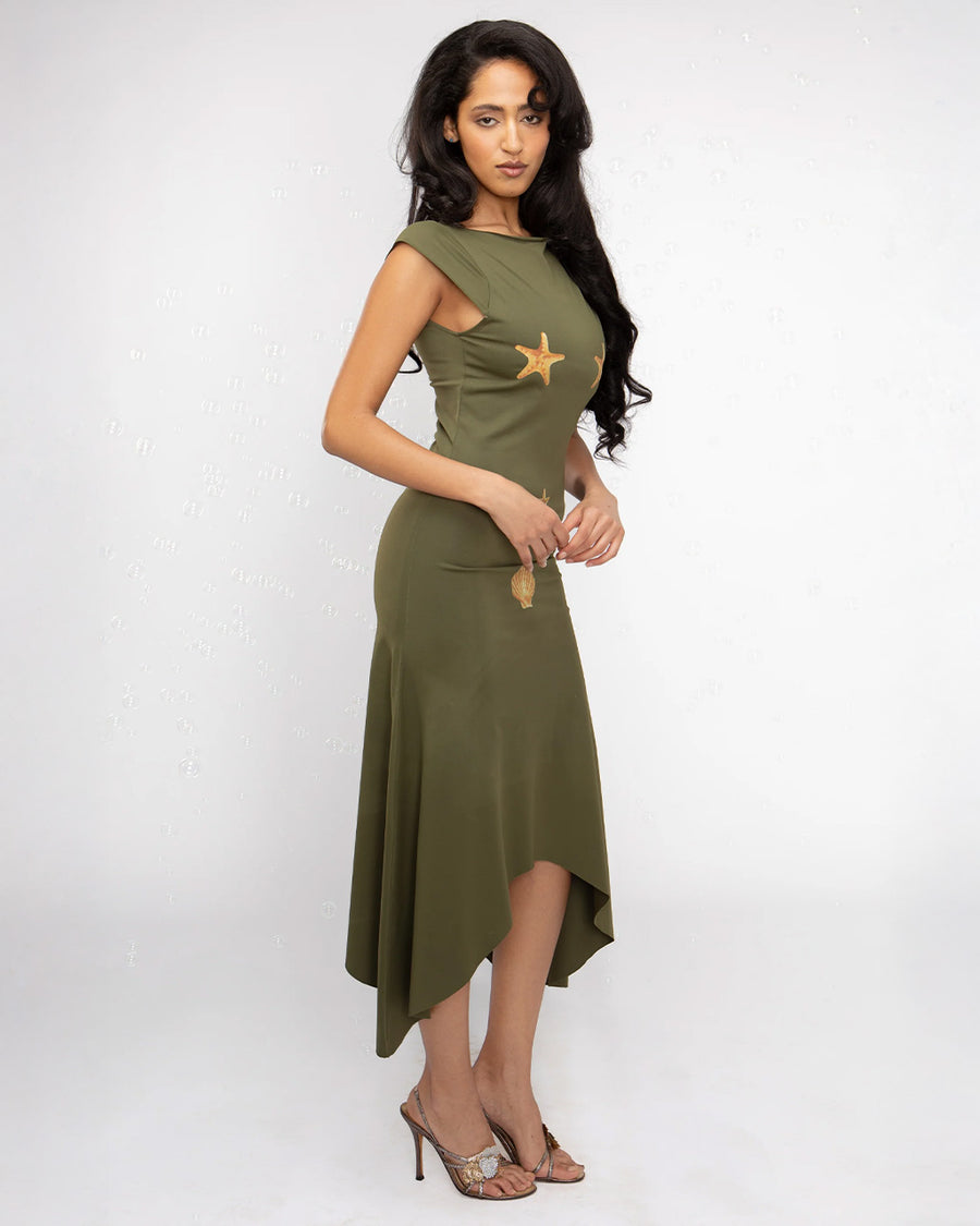 seaweed green color dress Buy Prague-Seaweed Green Tab Detail Dress - Seaweed Green color | Dresses For Women