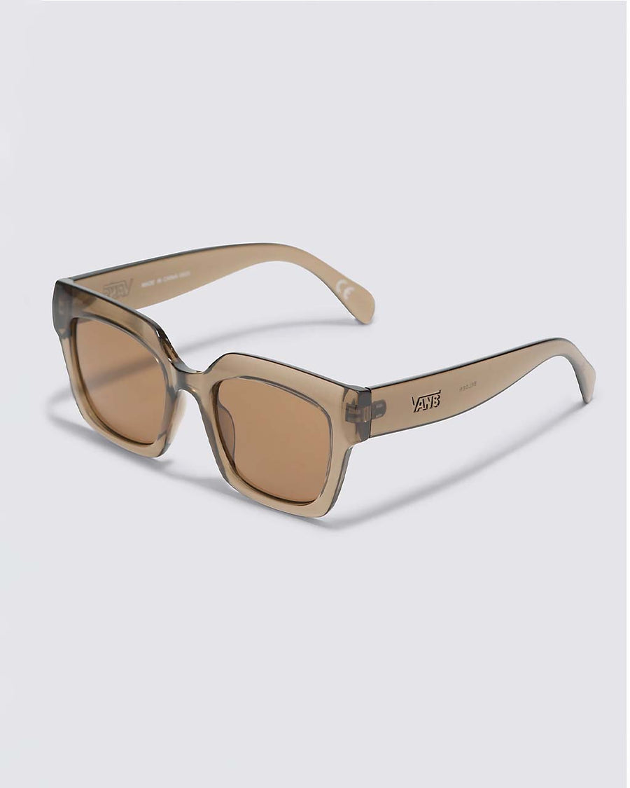 side view of brown translucent oversized sunglasses
