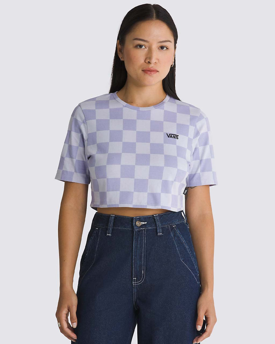 Vans Check Crew Crop T-Shirt Womens Small