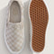 top and bottom view of pair of mushroom and marshmallow checkered stackform sneakers