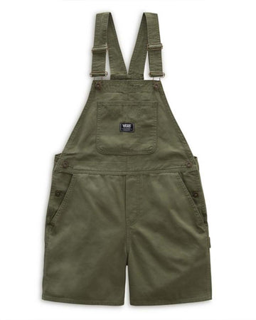 green shortall with front pocket and vans patch