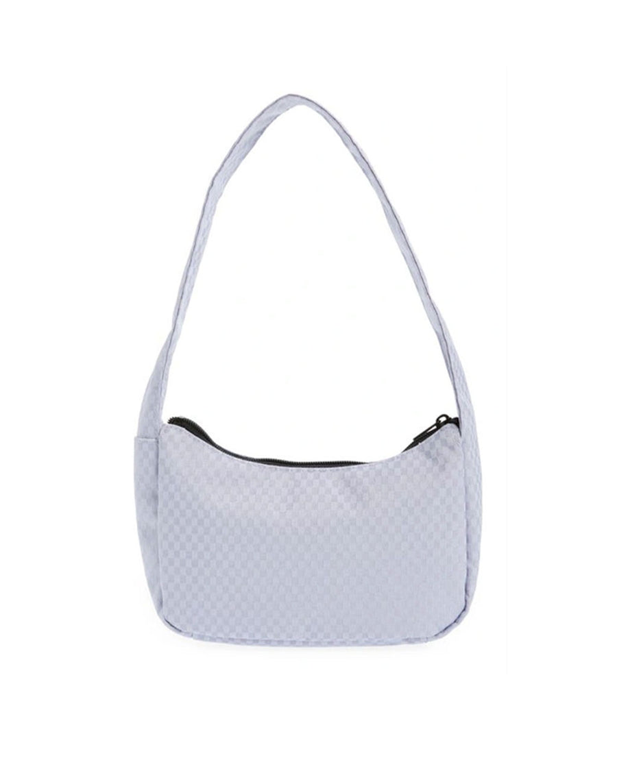 lavender checkered shoulder bag