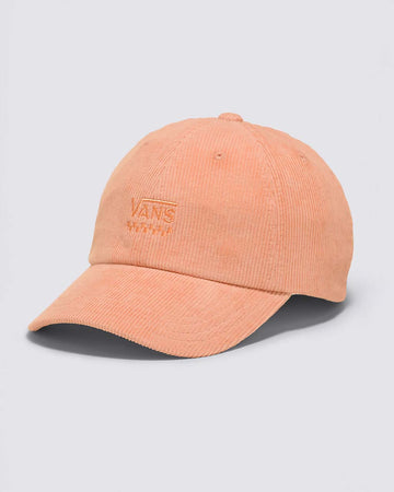 peach ribbed hat with embroidered vans detail