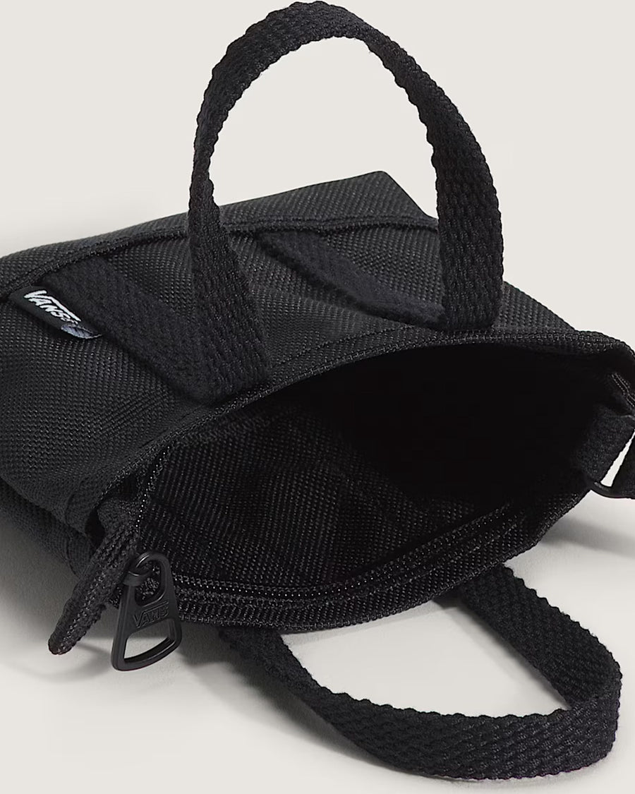 interior of black mini tote keychain