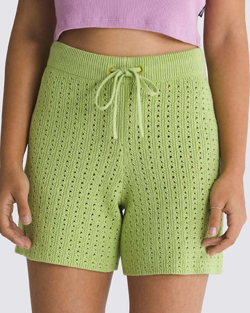 model wearing green 5 in. knit shorts