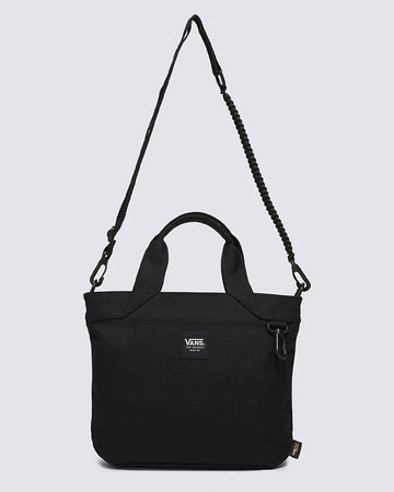 black vans tote purse with braided strap and heavyweight canvas handles
