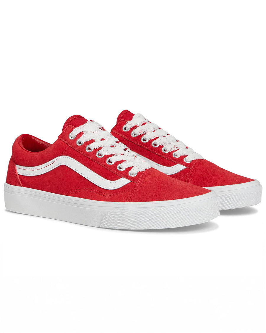 red old skool sneaker with white lace laces