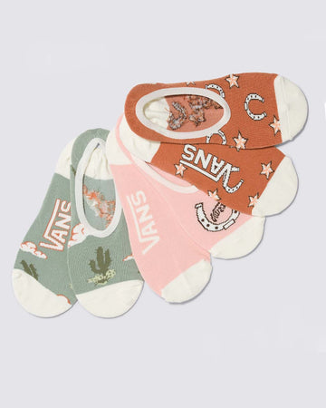 pair of three canoodle socks with western theme