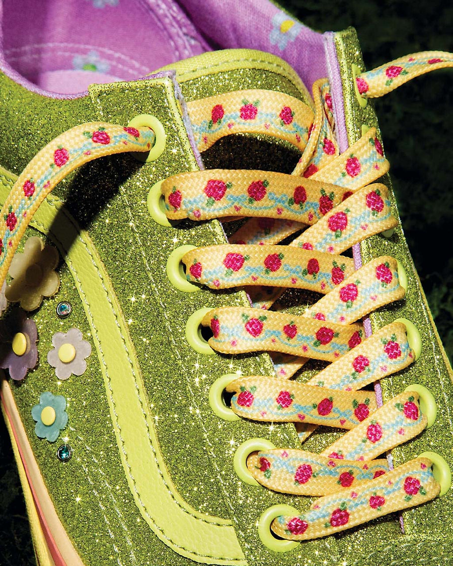 yellow floral shoelaces