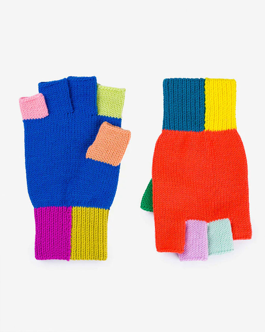 Mismatch Fingerless Gloves Multi Rainbow ban.do
