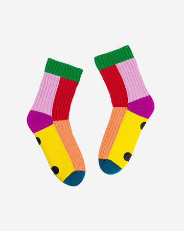 colorful color block house socks