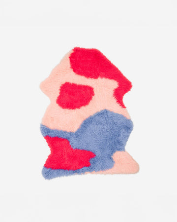 pink, red and periwinkle faux sheepskin
