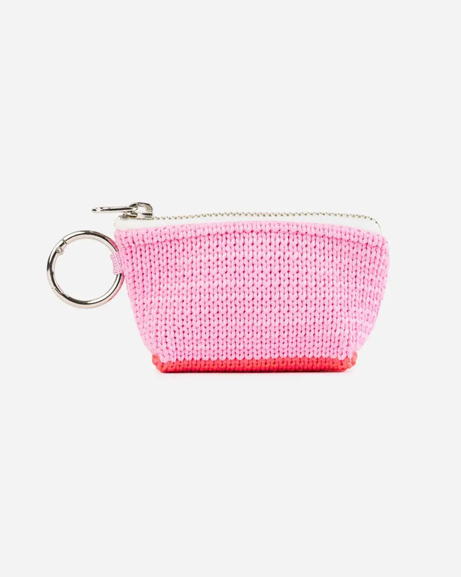 pink raffia bag charm with hot pink bottom