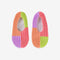 pink, orange, lime and lilac colorblock slippers