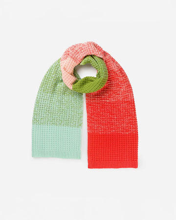 blush and green waffle winter scarf
