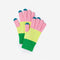 pink, yellow and green stripe tech gloves